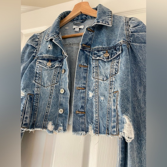 Forever 21 Light Blue Cropped Denim Jacket / Small Size - Picture 3 of 5